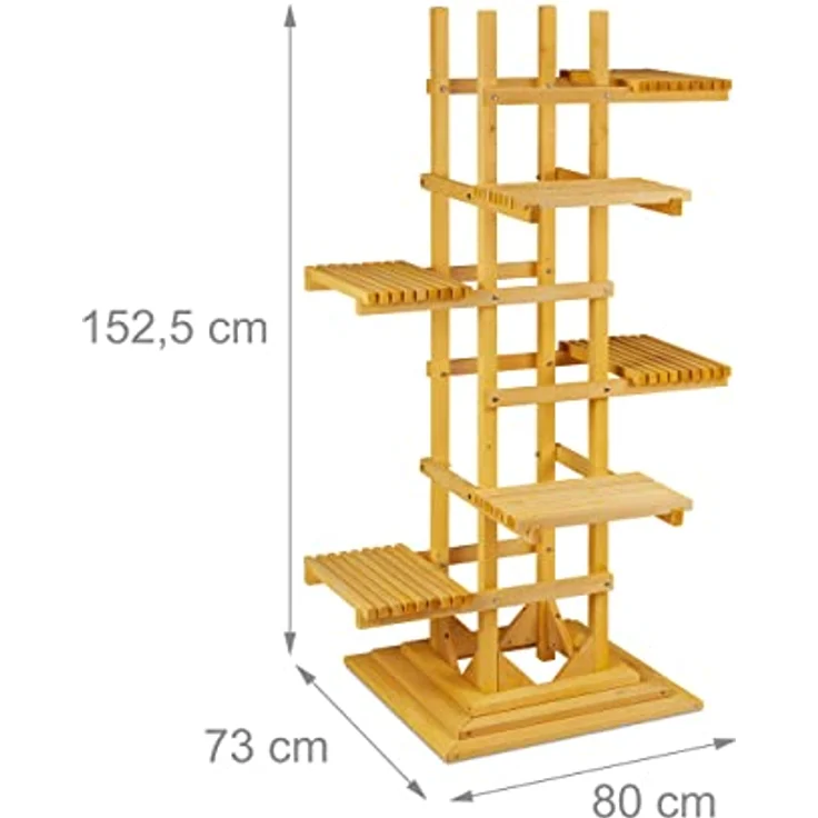 Relaxdays Blumentreppe, Kräuterregal mit 6 Etagen, HxBxT 152,5 x 80 x 73 cm, Holz, Pflanzentreppe innen & außen, Natur – Bild 4