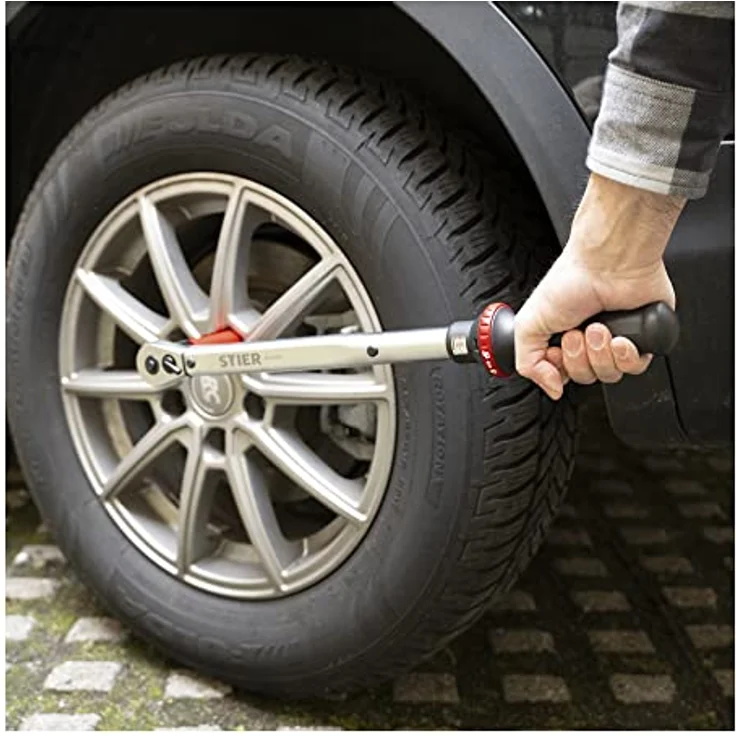 STIER Rad-Montage-Set 1/2'' Drehmomentschlüssel, 40-200 Nm, im stabilen Koffer, extra hohe Auslösegenauigkeit, Verlängerungen für Tiefbettfelgen – Bild 3