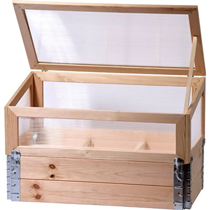 dobar 58411e Frühbeet mit Untersatz Gr. L - Frühbeetaufsatz Massivholz - Gewächshaus mit Deckel - Pflanzkasten für die Anzucht - Salat/Gemüse/Setzlinge - 100 x 50 x 50 cm - Natur – Bild 2