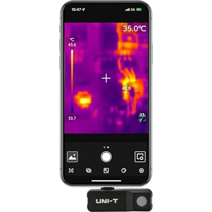 Uni-T UTi120MS, Wärmebildkamera für iPhone, Temperaturmessbereich -20 °C bis 400 °C, 120 x 90 Pixel Auflösung, kompakt und leicht (25 g) – Bild 5