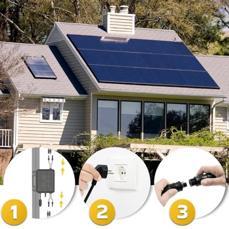 SUNNIVA® 2000W Balkonkraftwerk BIFAZIAL FULLBLACK, Komplettset mit 4x 500W Glas-Glas Solarmodulen, 800W Wechselrichter, 5m Kabel, Bluetooth und WIFI – Bild 4