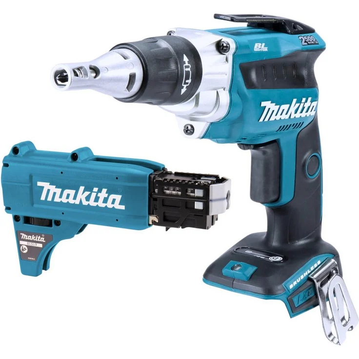 Makita DFS 250 Z, Akku-Magazinschrauber 18 V, bürstenlos, ergonomisch, mit Magazinschrauben Vorsatz - ohne Akku, ohne Ladegerät
