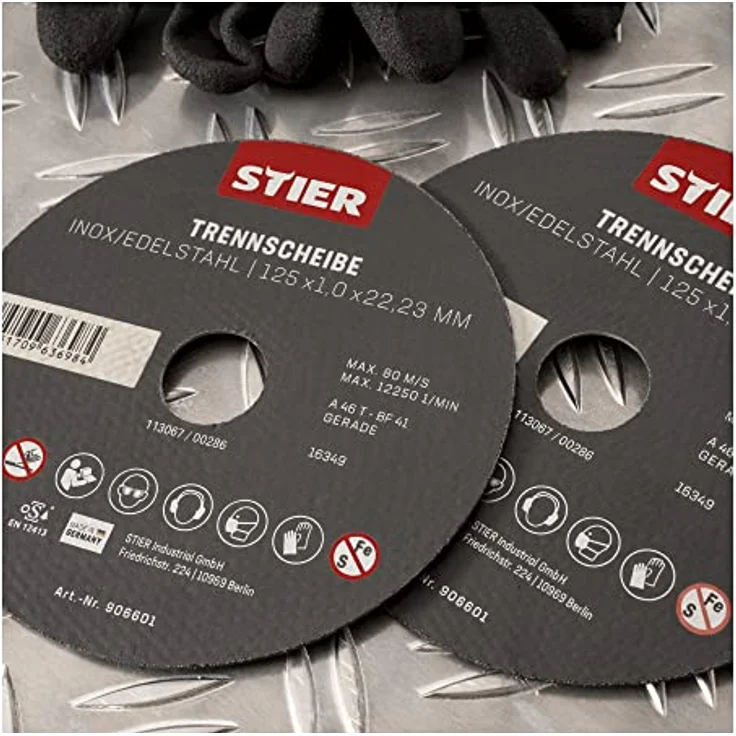 STIER Trennscheibe Edelstahl 125 x 1,0 x 22,23 mm, Form gerade 5 Stk, für den Einsatz auf Edelstahl geeignet – Bild 5