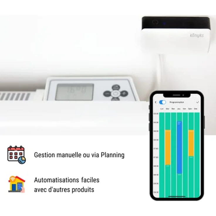 Konyks eCosy, 2 Stück, verbundene Controller für elektrische Heizkörper, kompatibel mit Alexa und Google Home, Weiß – Bild 5