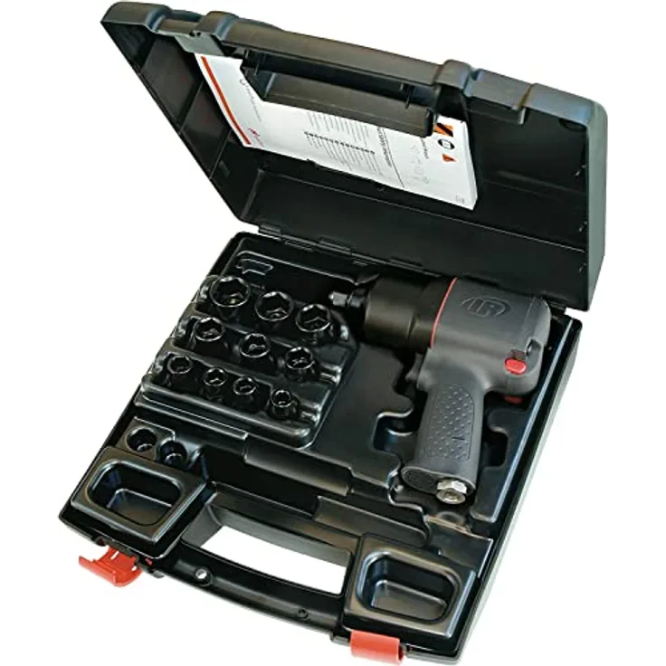 Ingersoll-Rand 2130XP-K Drehschlagschrauber Set mit 10 Steckschlüsseln | 816 Nm Drehmoment | Aluminiumgehäuse | Schwarz