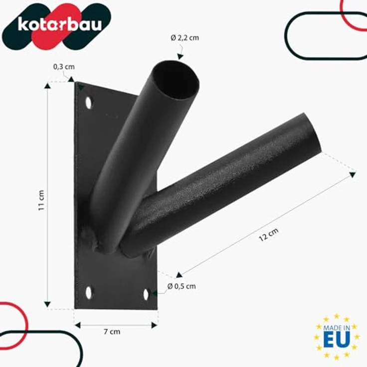 KOTARBAU® Fahnenhalter 2-Fach, pulverbeschichtet schwarz, für Holz-, Metall- und Kunststofffahnen, 70 x 110 mm, Wandbefestigung – Bild 3