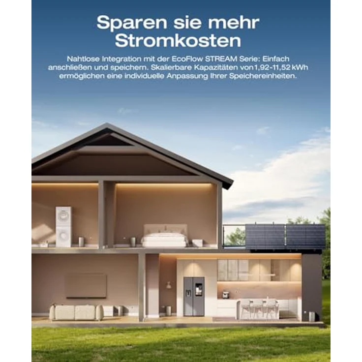 Solarway® Balkonkraftwerk 880Wp, Komplettset mit 800W EcoFlow Stream Wechselrichter, 2 x 440W bifaziale Black Solarmodule, inklusive Steckdosen-Kabel und Zubehör – Bild 7