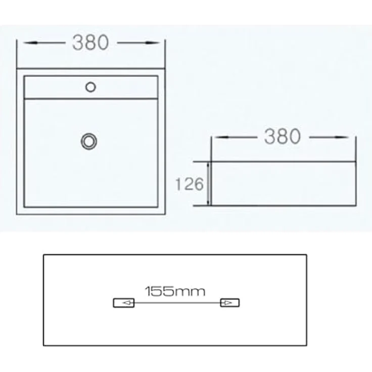 NEG Waschbecken NEG Hänge-Waschbecken Uno16H (klein/quadratisch) (16H), Sanitärkeramik mit Nano-Beschichtung, weiß – Bild 6