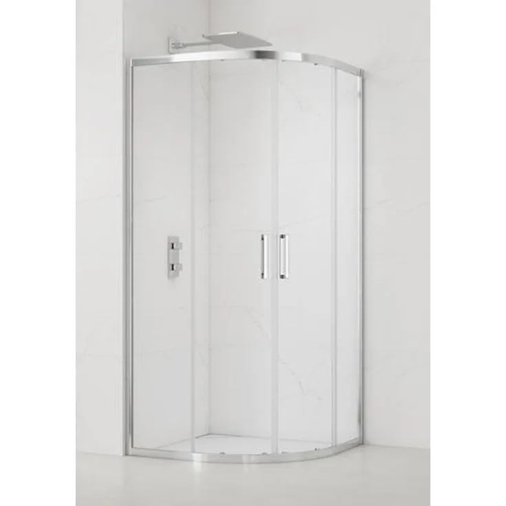 SAT TEX Viertelkreis Duschkabine 90x90 cm, Nano-Beschichtung mit Soft-Close Türen, chrom