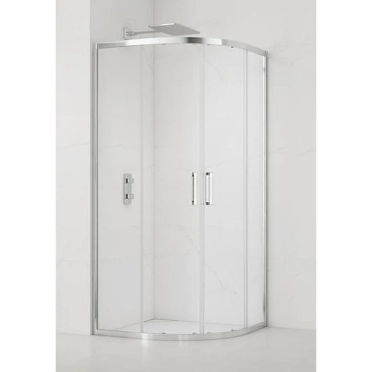 SAT TEX Viertelkreis Duschkabine 90x90 cm, Nano-Beschichtung mit Soft-Close Türen, chrom
