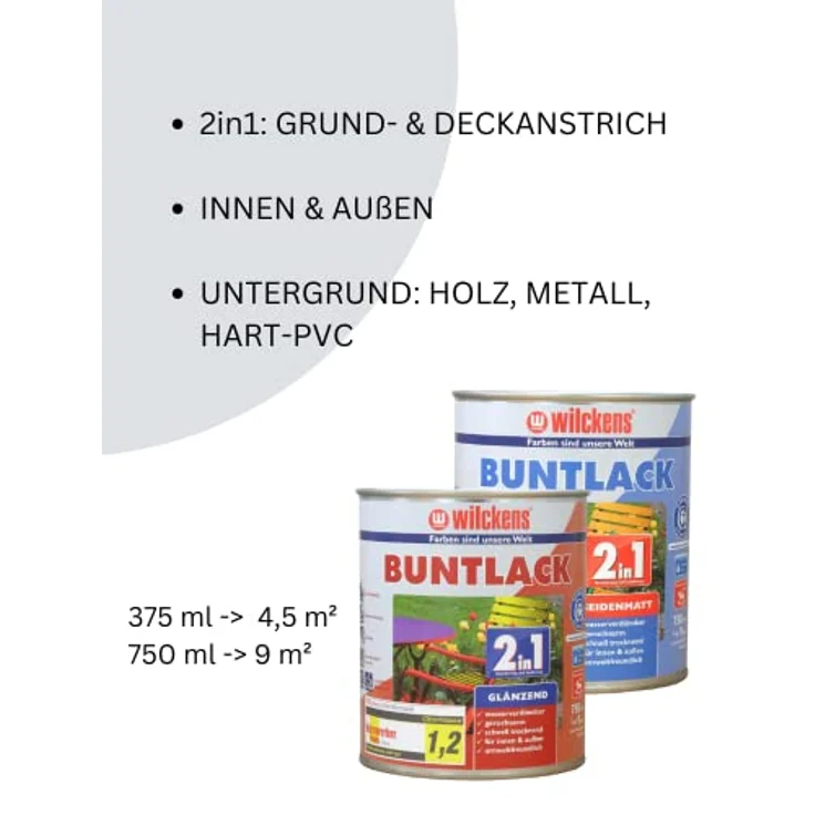 Wilckens Farben Acryl-Buntlack 2in1 glänzend, Grundierung und Decklack in einem, 375ml – Bild 3
