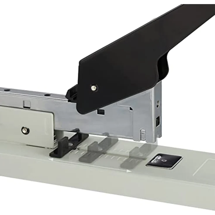 Relaxdays Heftgerät Profi, 100 Blatt Heftleistung, für 24/6 Klammern, einstellbare Einlegetiefe bis 70 mm, grauer Bürotacker – Bild 6