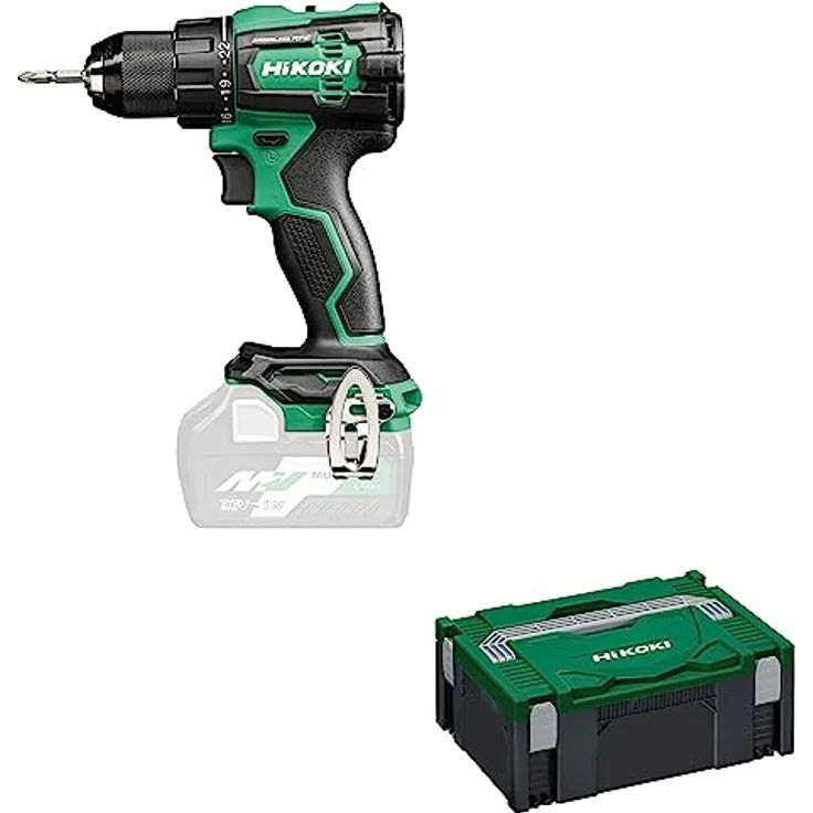 HIKOKI Akku Bohrschrauber DS18DEW2Z, Bohrfutter: 1,5-13mm (18V, Max. Festdrehmoment (hart): 140 Nm, Leerlaufdrehzahl 2.Gang: 0-2000 min-1, Brushless) Zubehör: im HSC II Koffer, ohne Akku und Ladegerät