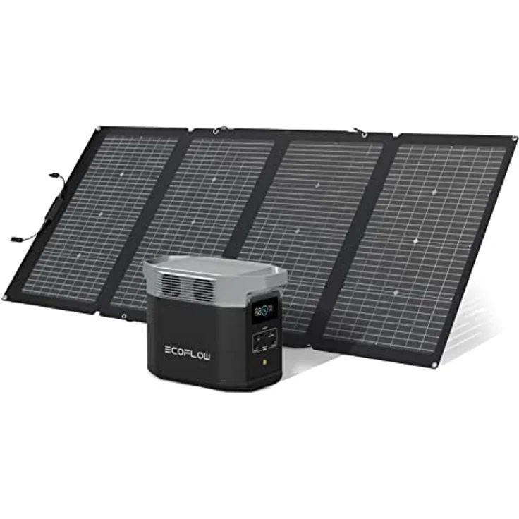 EF ECOFLOW DELTA 2 tragbare Powerstation mit 220W Solar Panel, 1.024Wh Kapazität und Schnellladung als Solargenerator – Bild 1