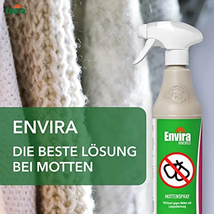 Envira Motten-Spray 500 ml + 2 Liter Drucksprüher - Mittel gegen Motten, Kleidermotten, Lebensmittelmotten - Mottenschutz mit Langzeitwirkung - Mottenfalle Alternative, Geruchlos – Bild 5
