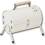 HOOZ Klappbarer Edelstahl Holzkohlegrill mit Deckel weiß - mobiler Holzkohle Klappgrill für Barbecue, Camping, Picknick - 2-in-1 Grillbetrieb, schneller Aufbau