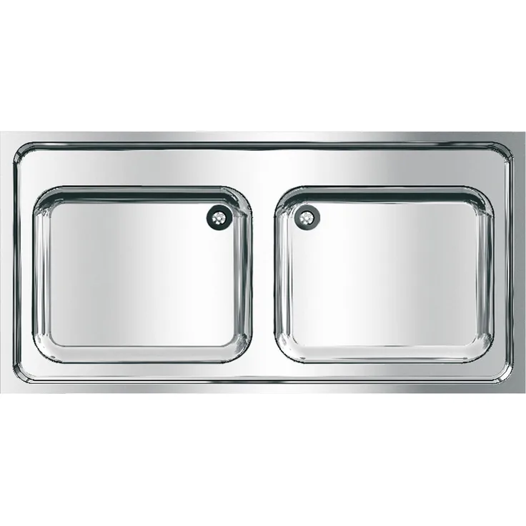 KWC AR Gewerbespüle MAXIMA, Edelstahl, 2 Becken, fugenlos, 1200x432x600 mm, Auflagespüle oder Wandmontage