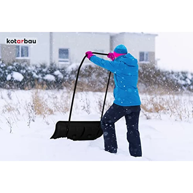 KOTARBAU® Satz Schneeschieber 80cm mit Rädern + Schneeschaufel 48 cm, Schneewanne mit Alu-Profilkante, Schneeschippe mit Metallgriff, ECO Schneeräumer – Bild 3