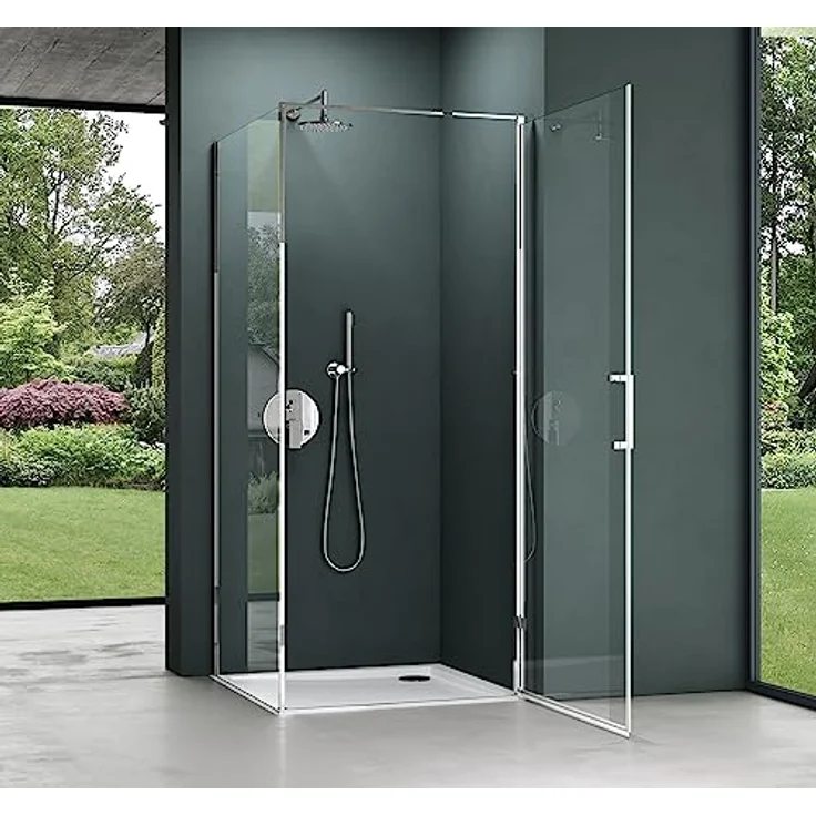 Mai & Mai Duschkabine Ravenna36, Eckeinstieg 100x80x195 cm mit Hebe-Senk-Mechanismus, 8mm ESG-Sicherheitsglas Klarglas, inkl. weißer Duschtasse und NANO-Beschichtung – Bild 2