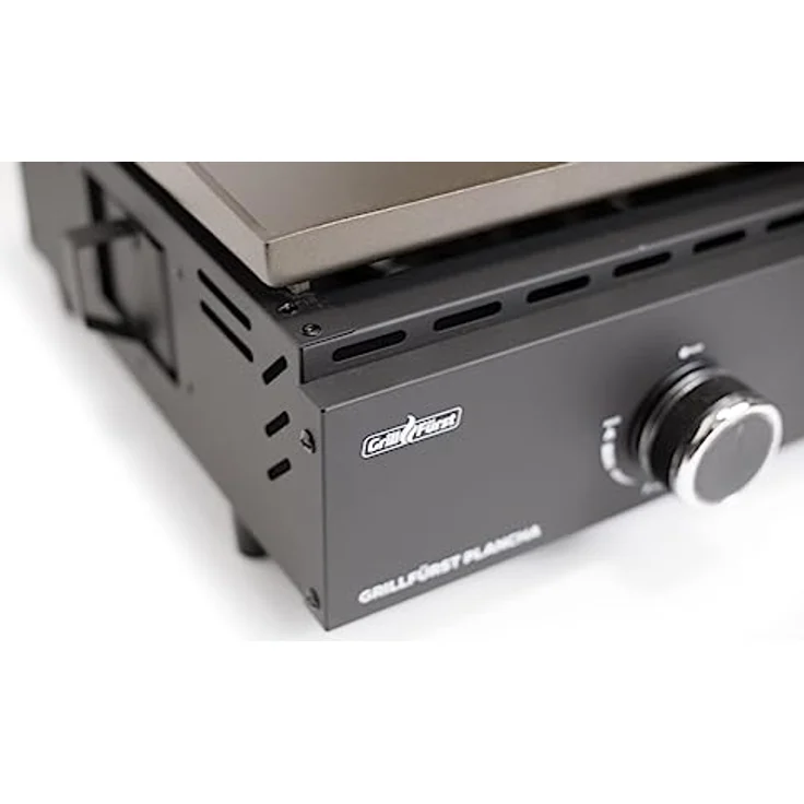 Grillfürst Plancha Grill - Planchagrill mit massiver Edelstahlplancha, 2 Edelstahlbrenner mit insgesamt 7 kW - für Fleisch, Fisch und Gemüse, 56 x 36 cm Grillfläche – Bild 2