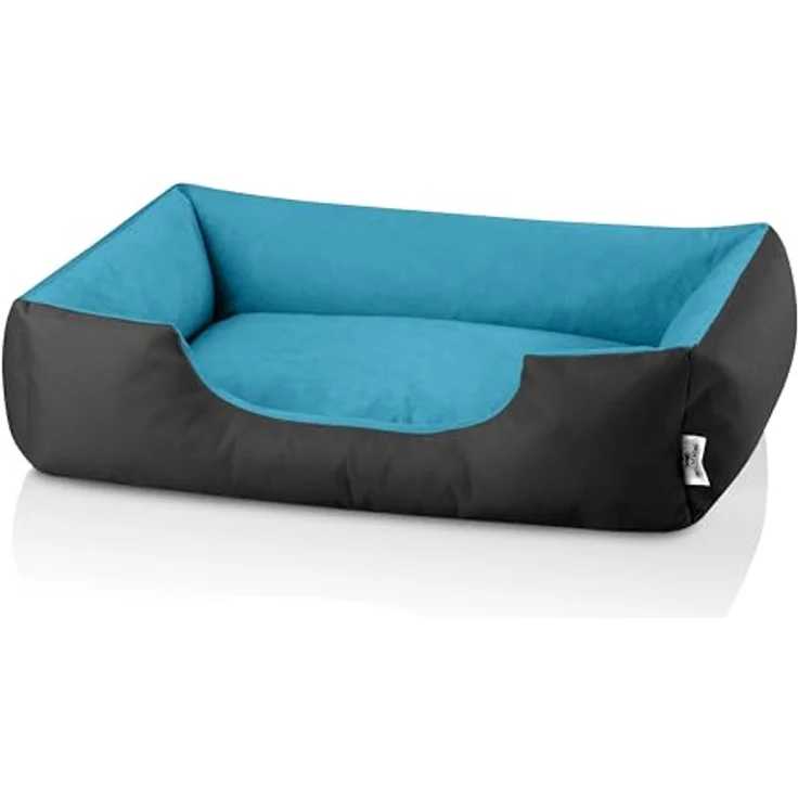BedDog Hundebett LUPI, Hundekissen mit abziehbaren waschbaren Bezug, Hundekorb, Hundesofa, L, schwarz-blau, von BedDog – Bild 2