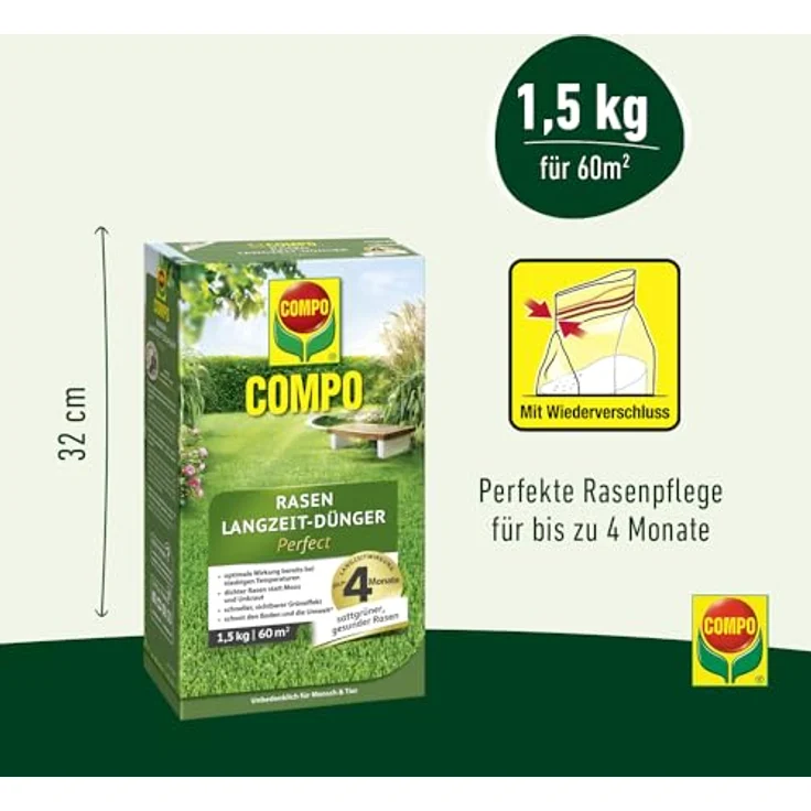 Compo GmbH Rasen Langzeit-Dünger Perfect 1,5 kg für 60 m² – Bild 4