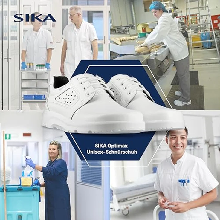 Sika Arbeitsschuh Optimax Schnürschuh, weiß, atmungsaktives Permair® Leder, rutschhemmende Laufsohle, O1 SRA – Bild 5