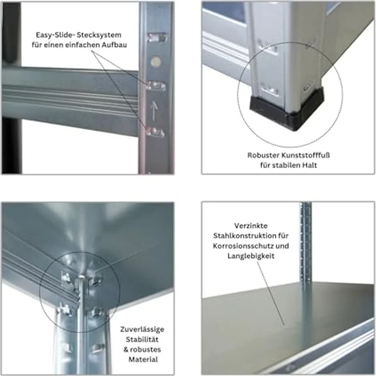 Proregal Metallregal Mega Deal Steel Eagle, Schwerlastregal mit 5 Fachböden, Traglast 130 kg, verzinkt, 180 x 120 x 60 cm – Bild 4