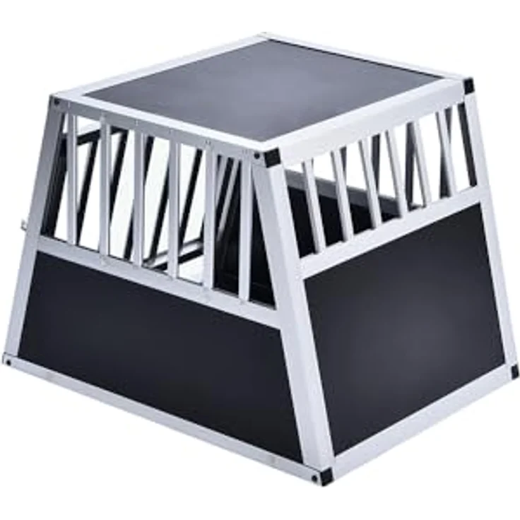 Home Deluxe - Hundetransportbox Skito - Größe: M, Aluminium, Farbe: Silber/Schwarz, inkl. Verschlusssystem - Hundebox Autobox – Bild 2