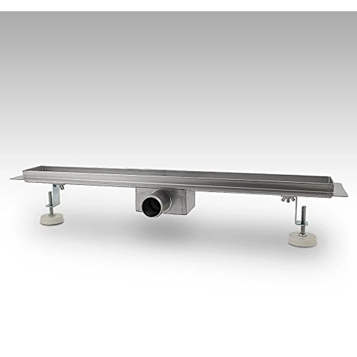 MS-Point Edelstahl Duschrinne 140 cm, beflesbar mit Siphon, gebürsteter Look – Bild 4