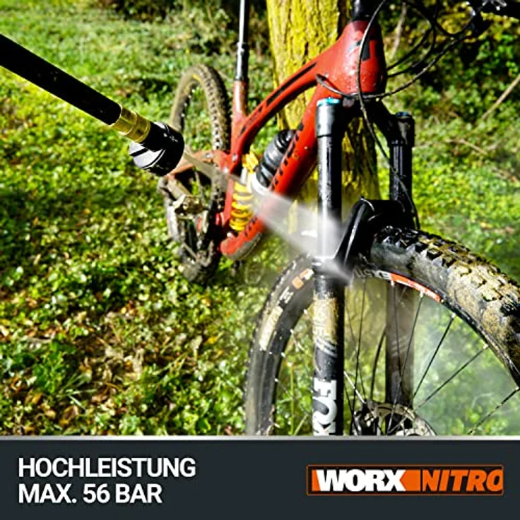 WORX WG633E.9 Hydroshot Akku-Hochdruckreiniger 20V - 56 Bar Max. Druck - zur Reinigung & Bewässerung - leistungsstarker bürstenloser Motor - 5-in-1 Druckdüse - ohne Akku & Ladegerät, Schwarz – Bild 3