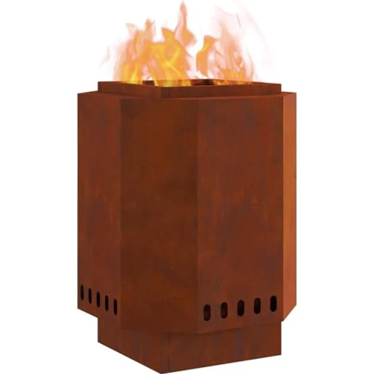 vidaXL Rauchfreier Feuerkorb, Braun 38 x 38 x 51 cm, wetterfester Stahl, moderner Outdoor-Heizer für Garten und Terrasse – Bild 1