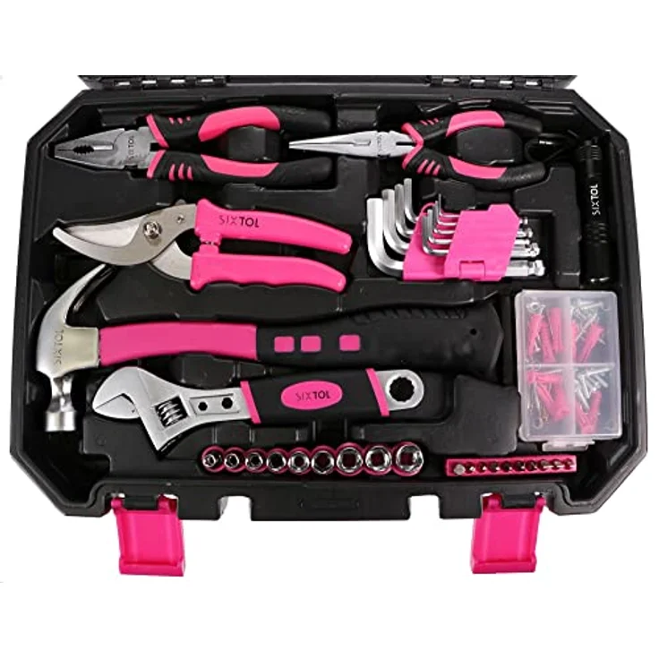 Sixtol Home Pink 128, Werkzeugkoffer mit 128 Teilen aus verchromtem Kohlenstoffstahl, pink – Bild 3