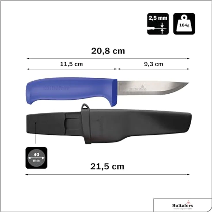 Hultafors Handwerkermesser RFR, Allzweckmesser mit rostfreier Edelstahlspezialklinge, ultraresistentem Kunststoff-Griff, inklusive Holster und Halterung für Arbeitshose, 20,8 cm Länge, 9,3 cm Klingenlänge – Bild 2