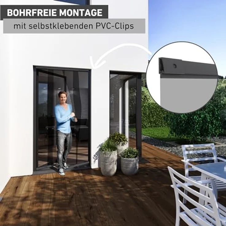 Windhager Teleskop Türvorhang, Insektenschutz, Fliegengitter, Lamellenvorhang, Türvorhang mit Teleskop-Lamellen, 120 cm, anthrazit, 03612 - Preisvergleich – Bild 6