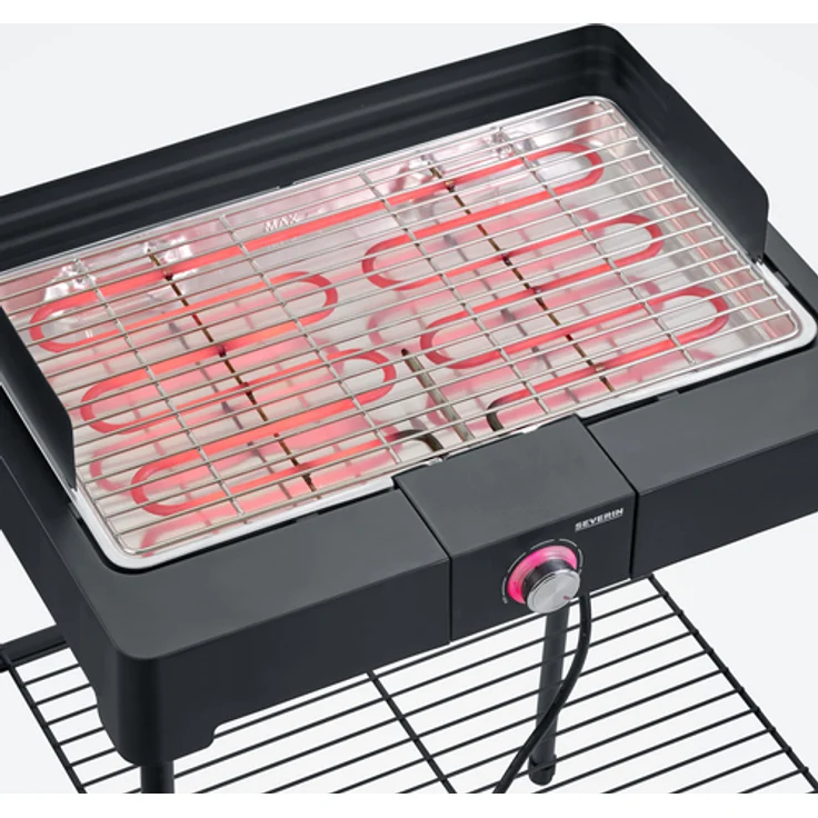 Severin PG 8561 Elektrogrill, Standgrill mit Grillrost, schwarz, 2.200 Watt, 44,5 x 26 cm Grillfläche – Bild 7