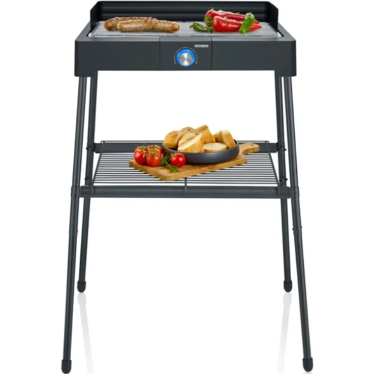Severin PG 8561 Elektrogrill, Standgrill mit Grillrost, schwarz, 2.200 Watt, 44,5 x 26 cm Grillfläche – Bild 3