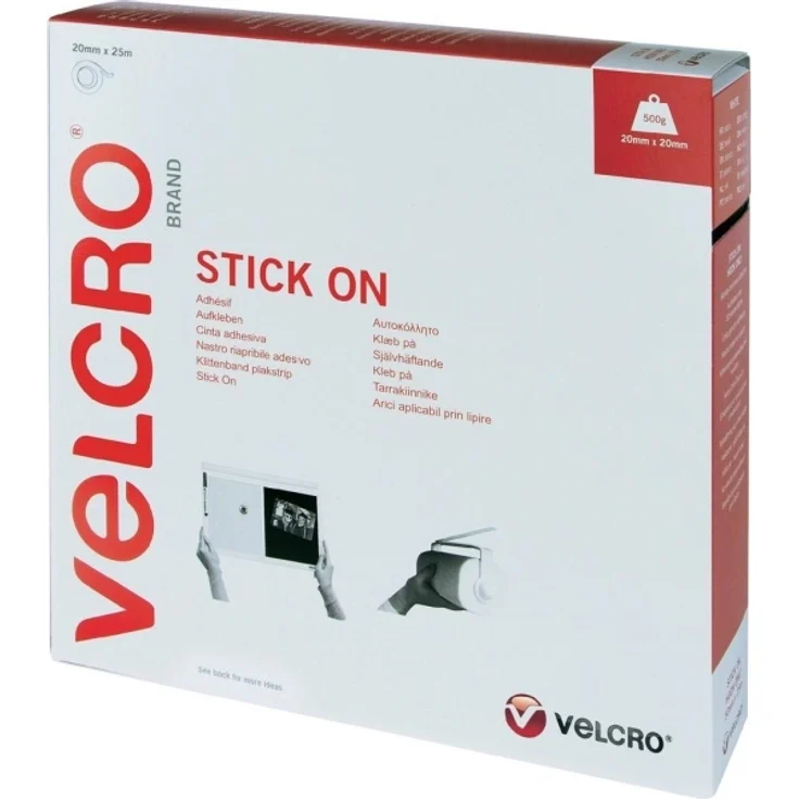 VELCRO VEL-EC60354 Klettband zum Aufkleben Haft- und Flauschteil (L x B) 25000mm x 20mm Weiß 25m - Preisvergleich – Bild 1