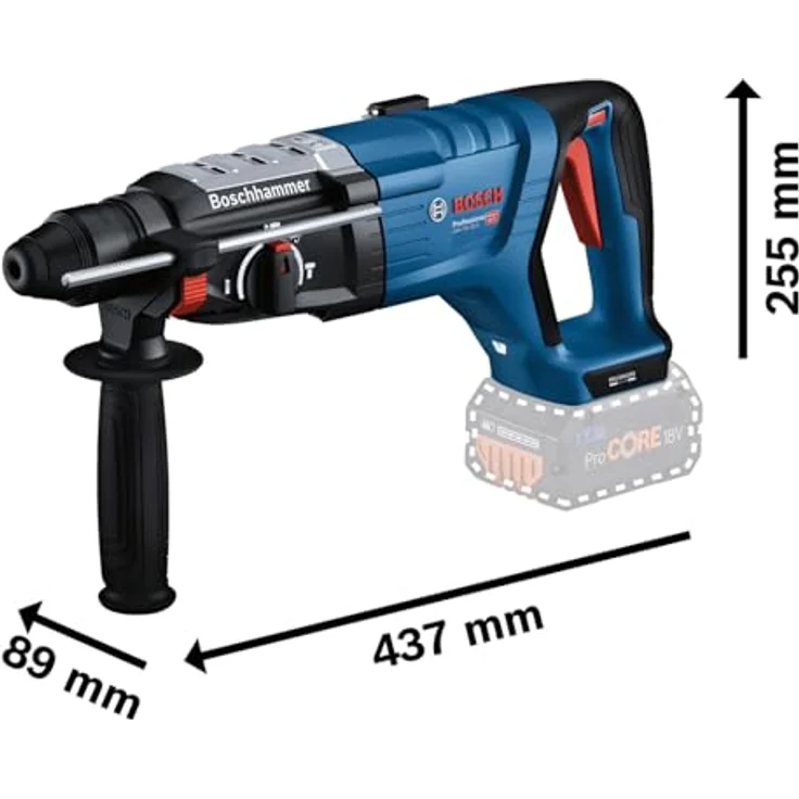 BOSCH Akku-Bohrhammer GBH 18V-28 D Professional solo, 18Volt XL-BOXX, bürstenloser Motor, 3,4 Joule Schlagenergie, LED-Lampe, Vibration Control, inkl. Zusatzhandgriff und Tiefenanschlag – Bild 5