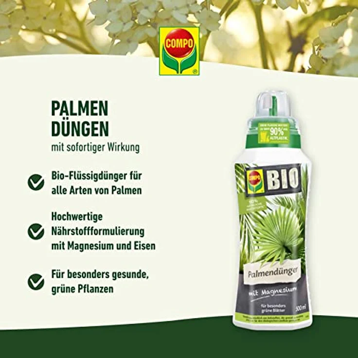 COMPO BIO Palmendünger, Spezial-Flüssig-Dünger für Zimmer-, Balkon- und Terrassenpflanzen mit extra Magnesium und Eisen, 500 ml – Bild 2