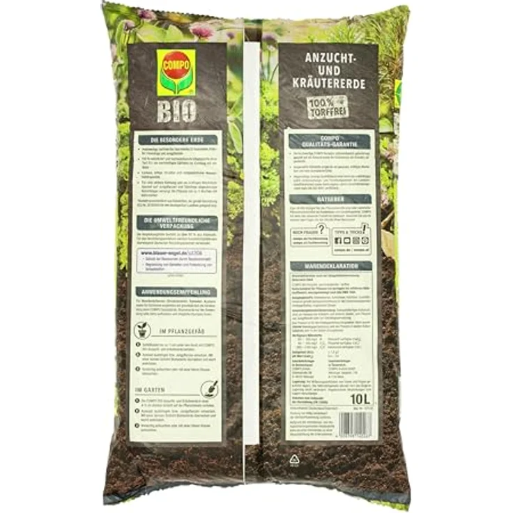 COMPO Bio Anzucht- und Kräuter-Erde torffrei 10 Liter – Bild 6