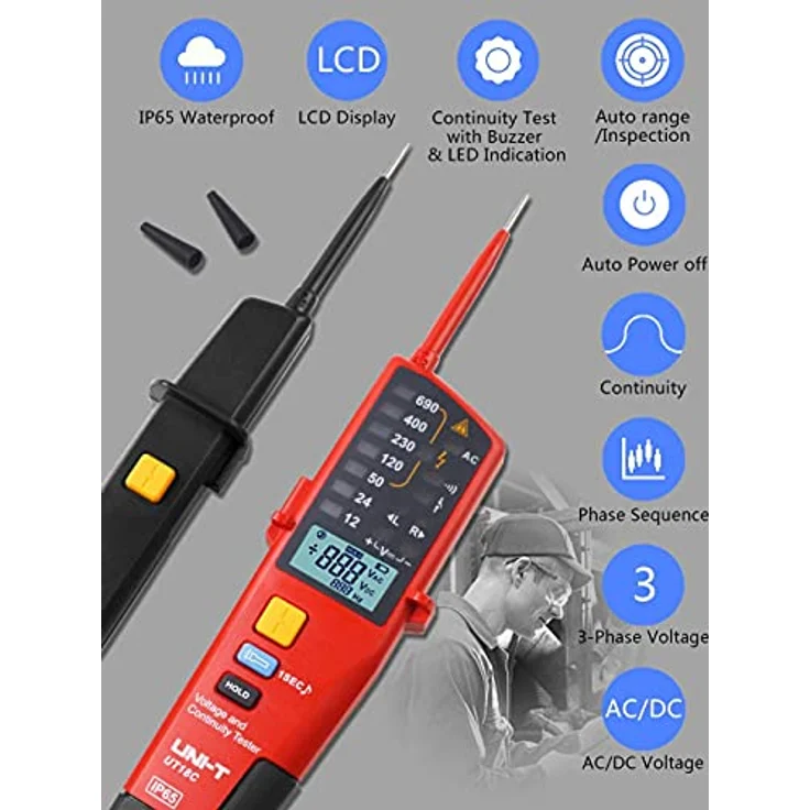 UNI-T UT18E RCD Handheld Digital Multimeter, 690V Display, Automatischer Standby-Modus, CE und UKCA zertifiziert – Bild 2