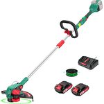 HYECHO 36V Akku Rasentrimmer, Bürstenloser Rasentrimmer mit Akku 2 * 2,0Ah, Rasenkantenschneider Akku mit Variable Geschwindigkeit, 35 cm Schnittdurchmesser, Verstellbarer Griff, 2-Linien-Schwenkkopf