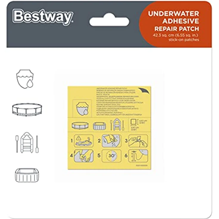 Bestway Wasserfeste selbstklebende Reparaturflicken 6,5 x 6,5, cm 10 Stück – Bild 4