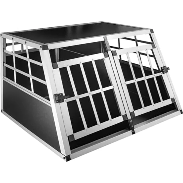 Petigi Hundebox Hundetransportbox Auto Alu 89 x 69 x 50 cm Aluminium Kofferraum Transport Box für Hund Dog Autobox Haustier Käfig – Bild 1