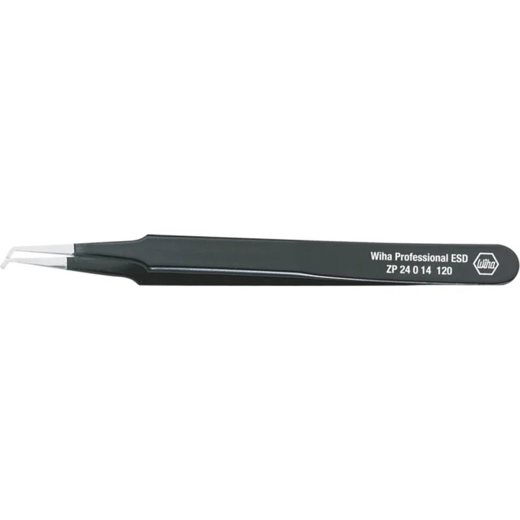 Wiha SMD-Pinzette Professional esd Typ 12, 120 mm, antistatisch, rostfreier Edelstahl, gerade Spitze, schwarz beschichtet – Bild 1
