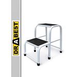 DRABEST - Tritthocker - 2 Stufen - Podest aus Aluminium - rutschfeste Oberfläche - 23 cm hoch - Trittstuhl, Leiter - bis zu 150 kg belastbar - für Haushalt, Werkstatt