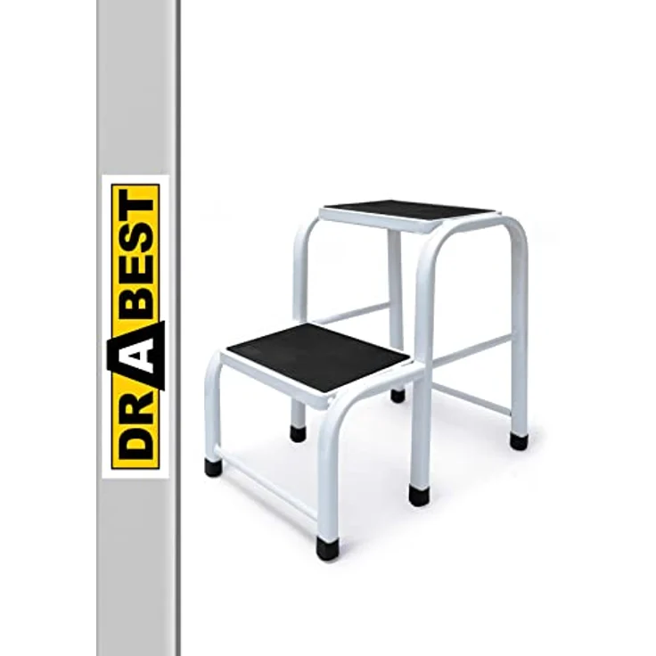 DRABEST - Tritthocker - 2 Stufen - Podest aus Aluminium - rutschfeste Oberfläche - 23 cm hoch - Trittstuhl, Leiter - bis zu 150 kg belastbar - für Haushalt, Werkstatt – Bild 1