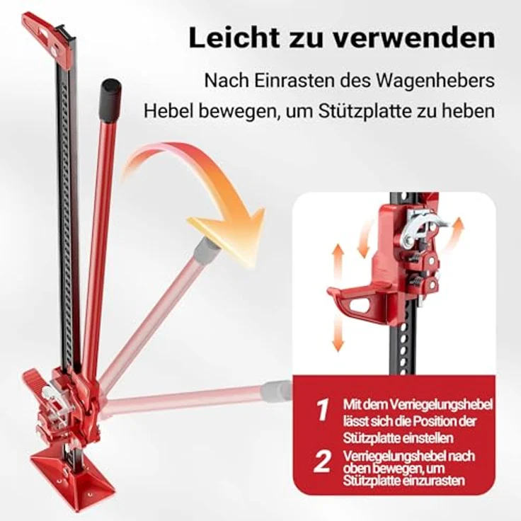 Wiltec Offroad Wagenheber bis 3000 kg max. 76 cm, Farmer Jack aus Stahl, ideal für Geländewagen, SUV, ATV und Anhänger – Bild 8