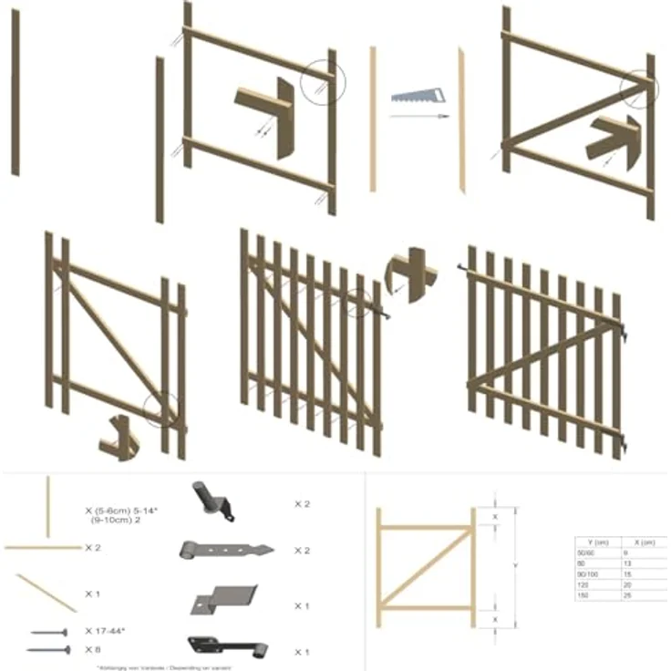 BooGardi Gartentor Staketentor Bausatz, (Höhe 50cm x Breite 80cm Lattenabstand 3-5cm · 168 Größen), Gartentür Holztor Staketenzaun Zauntor Gartenzaun – Bild 9